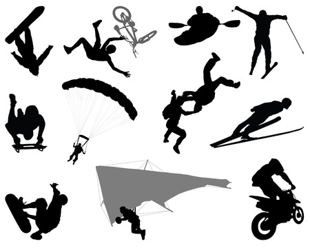 Silhouettes of extreme sportsのイラスト素材