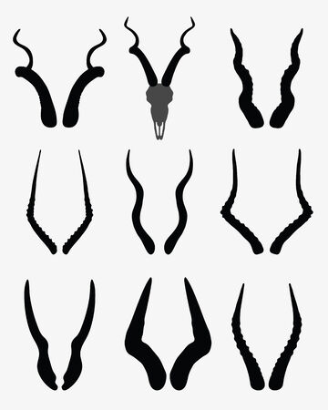 Black silhouettes of horns of antelopes 2, のイラスト素材