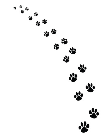 Black footprints of dogs, turn left-vector illustrationのイラスト素材
