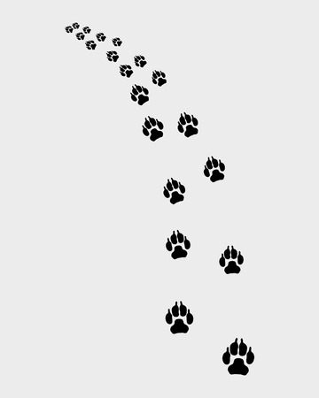 Black trail of dog, turn left, vector illustrationのイラスト素材