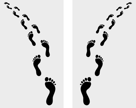 Trail of human bare footstepsのイラスト素材