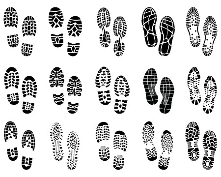 Various prints of shoes, vectorのイラスト素材