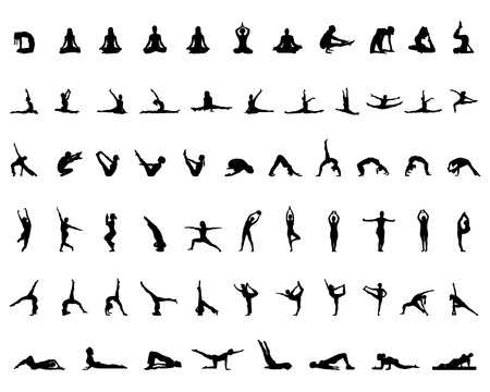 Silhouettes of yoga and gymnastics, vectorのイラスト素材