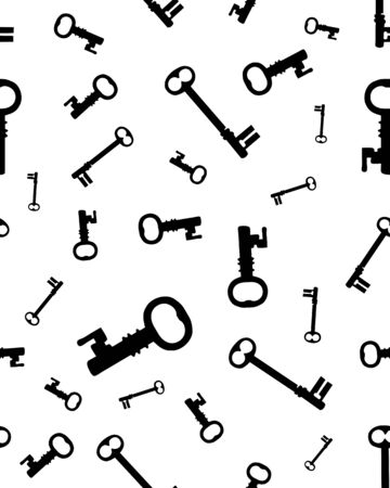 Seamless pattern with old keys on a white background, vectorのイラスト素材