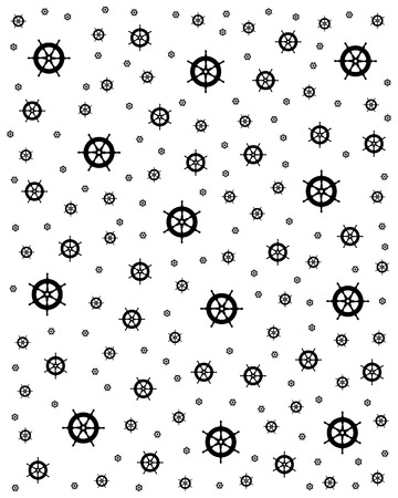 Seamless pattern with black silhouettes of rudderのイラスト素材