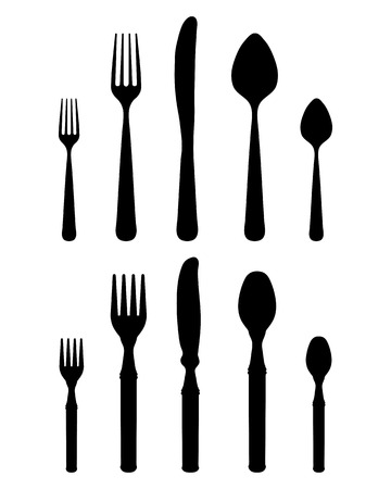 Silhouettes of cutlery, vectorのイラスト素材