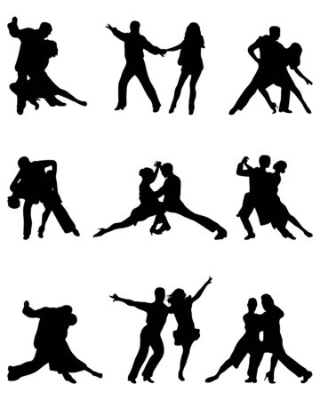 Silhouettes of tango playersのイラスト素材