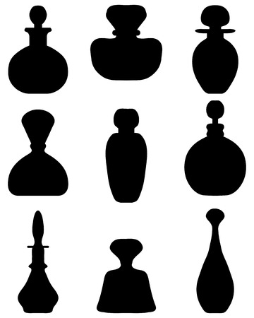 Black silhouettes of perfume bottlesのイラスト素材