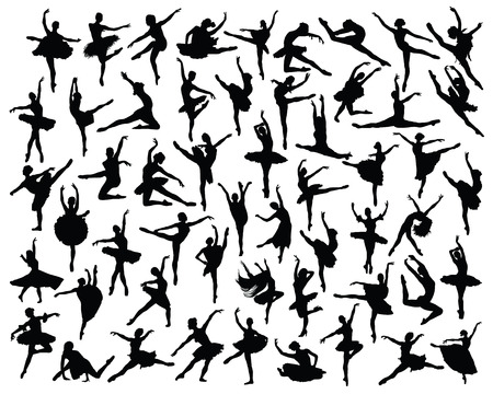 Black silhouettes of ballerinas, vectorのイラスト素材