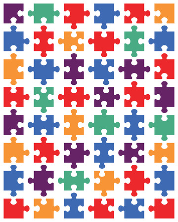 Vector illustration of colorful puzzle, separate piecesのイラスト素材
