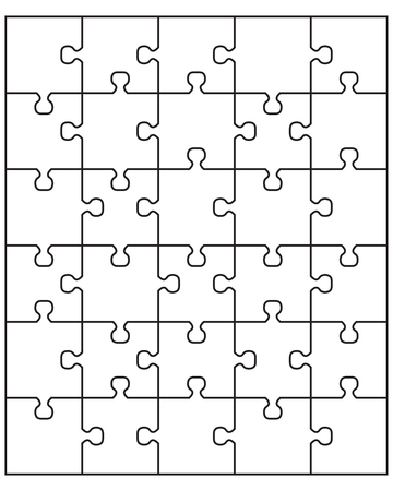 Vector illustration of middle white puzzle, separate partsのイラスト素材