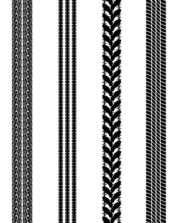 Black prints of tire cars, vector illustration, seamless patternのイラスト素材