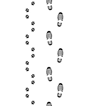 Prints of shoes and paws of dog, seamless vector wallpaperのイラスト素材