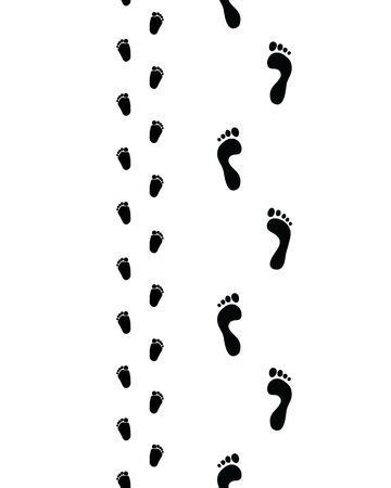 Trail of human and baby bare feet, seamless wallpaperのイラスト素材