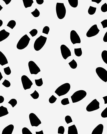 a Seamless pattern of black silhouettes of prints of shoesのイラスト素材