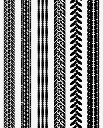 Black prints of tire cars, vector illustration, seamless patternのイラスト素材