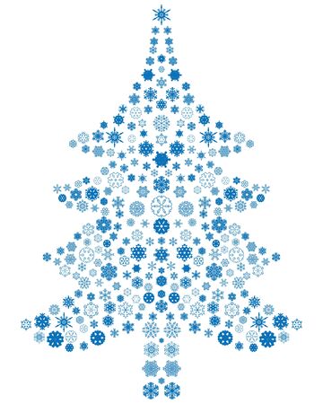 Christmas tree made of snowflakesのイラスト素材