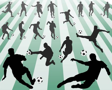 Black silhouettes of football players, vector illustrationのイラスト素材