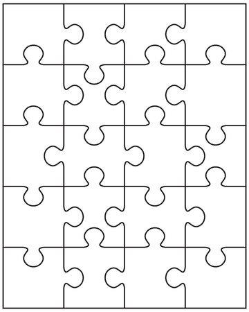 Illustration of separate parts of white puzzle.のイラスト素材