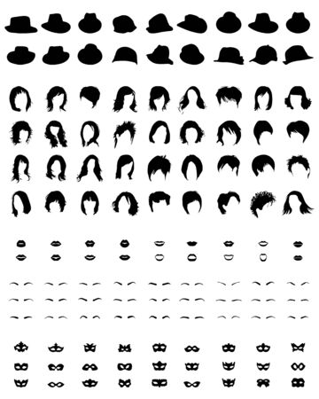 Set icons for woman, isolated on a white backgroundのイラスト素材