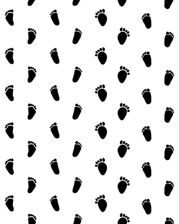 Footsteps of baby on a white background, seamless patternのイラスト素材