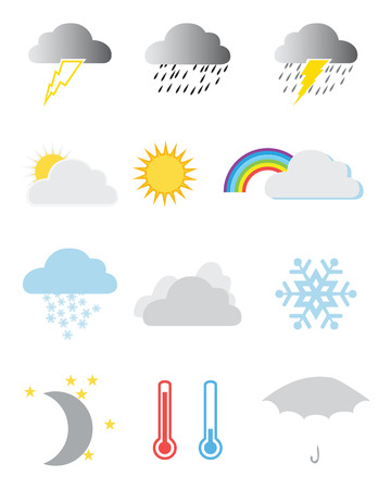 Set of weather icons on a white backgroundのイラスト素材