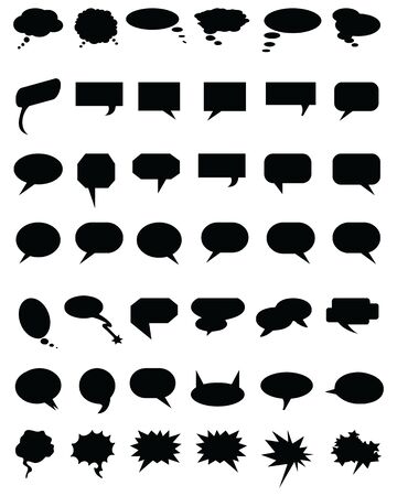 Black bubble speech set on a white backgroundのイラスト素材