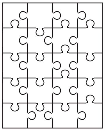 Illustration of separate parts of white puzzleのイラスト素材