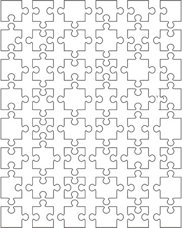 Illustration of separate parts of big white puzzleのイラスト素材