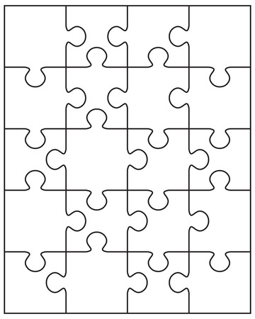 Illustration of separate parts of white puzzleのイラスト素材