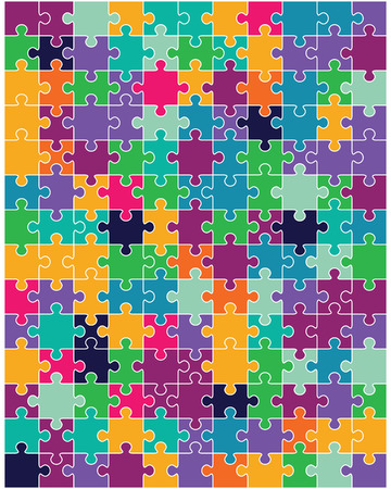 Vector illustration of colorful puzzle, separate piecesのイラスト素材