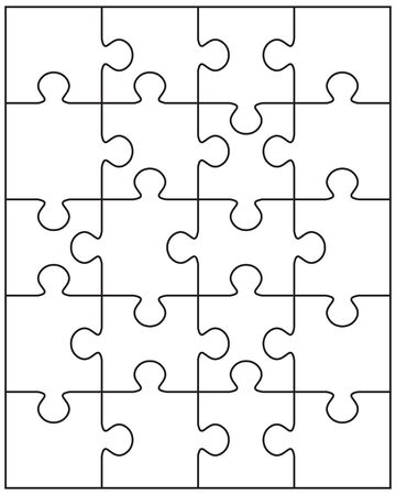 Illustration of separate parts of white puzzleのイラスト素材