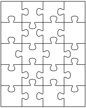 Illustration of separate parts of white puzzleのイラスト素材
