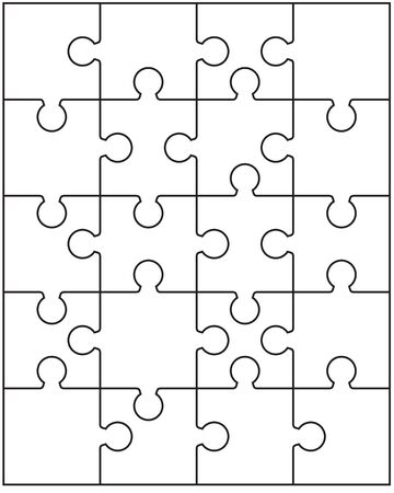 Illustration of separate parts of white puzzleのイラスト素材