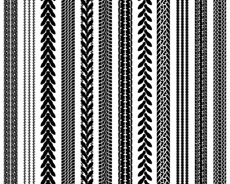 Set of detailed tire prints illustration, seamless patternのイラスト素材