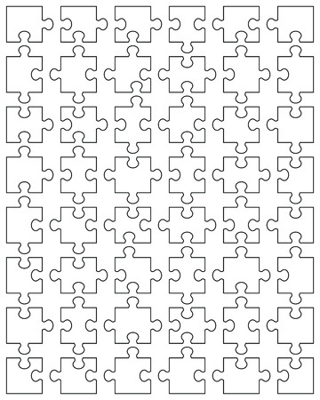 Vector illustration of white puzzle, separate piecesのイラスト素材