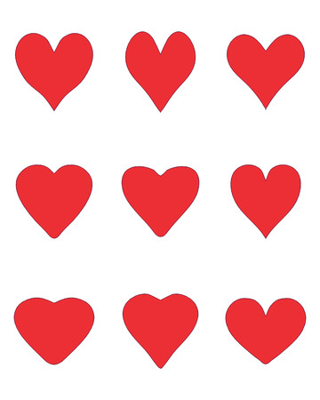 Set of heart icons on a white background, love symbolのイラスト素材
