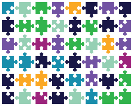 Vector illustration of colorful puzzle, separate piecesのイラスト素材