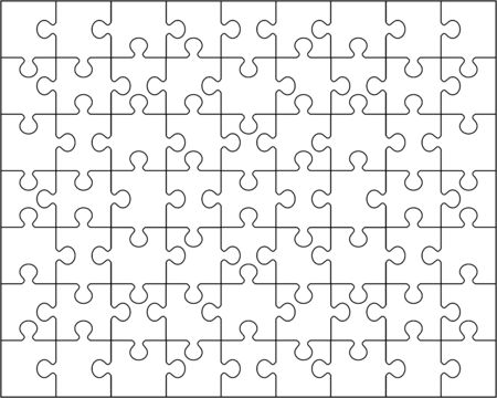 Vector illustration of white puzzle, separate piecesのイラスト素材