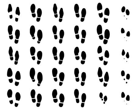 Black prints of shoes on a white backgroundのイラスト素材