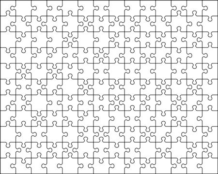 Vector illustration of big white puzzle, separate piecesのイラスト素材