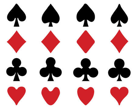 Set of playing card symbols on a white backgroundのイラスト素材