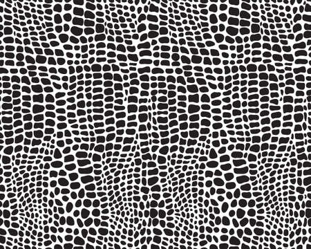 Illustration of alligator skin, black and white color, seamless patternのイラスト素材