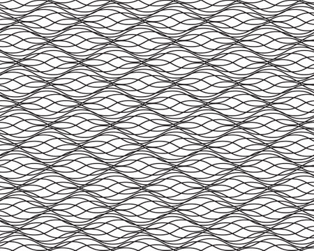 Abstract background with black wave lines on a white backgroundのイラスト素材