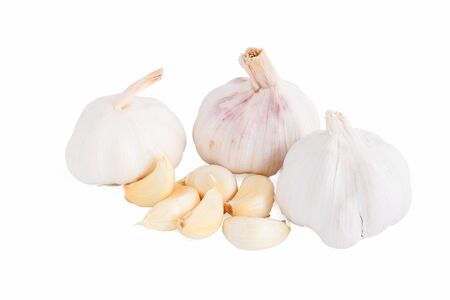 Garlic isolated on white backgroundの写真素材