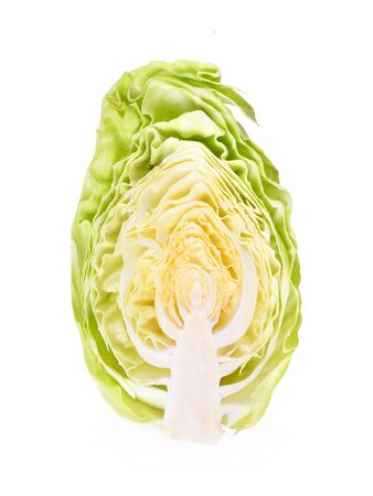 Cut cabbage on white background.の写真素材