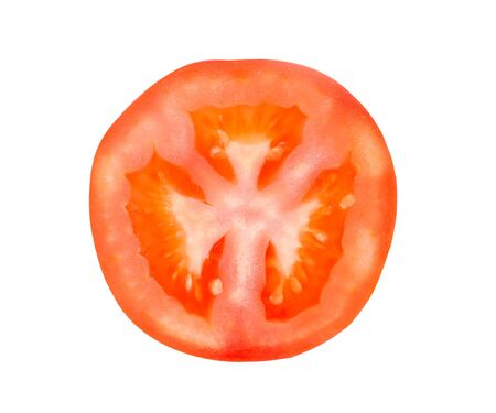 Tomato slice on white background.の写真素材