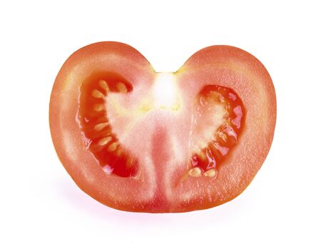 Tomato slice on white background.の写真素材
