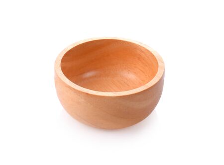 wooden bowl on white backgroundの写真素材
