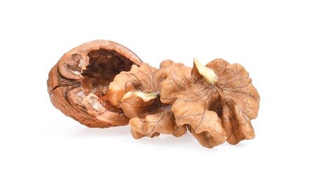 Walnuts on white background.の写真素材
